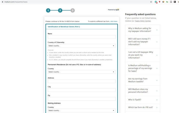 An image of medium partner tax form