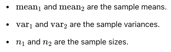 Two-Sample Mean Test Statistic