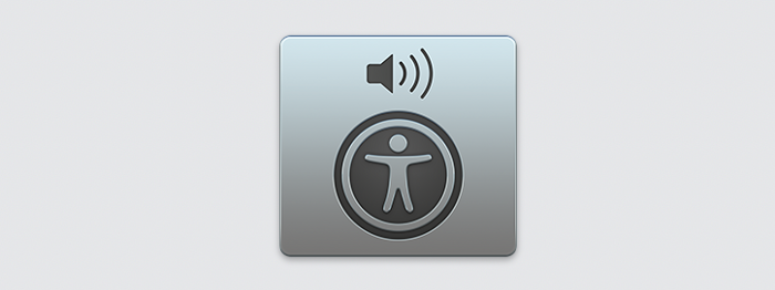 Apple VoiceOver icon with a human figure inside a circle.