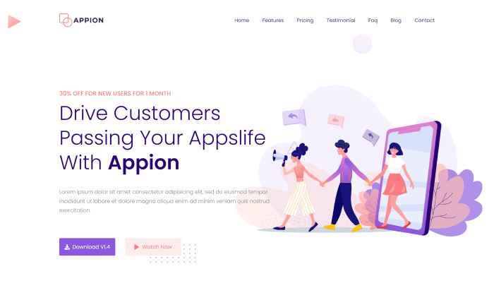 Appion Landing Page template