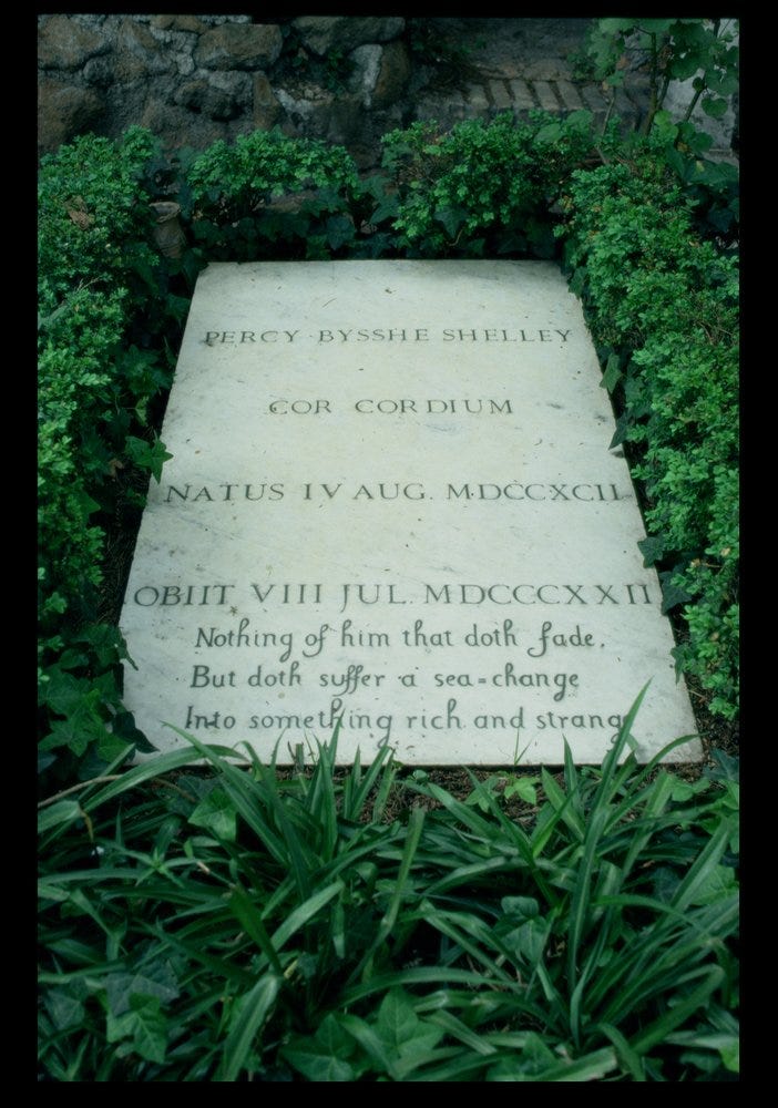 An Image of Percy Shelley’s Gravestone in Non- Catholic Cemetery, Rome, Italy