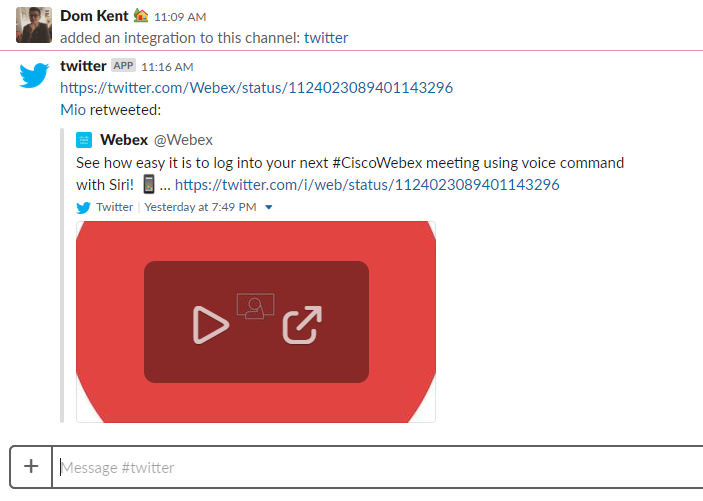 Embedding Twitter into Slack