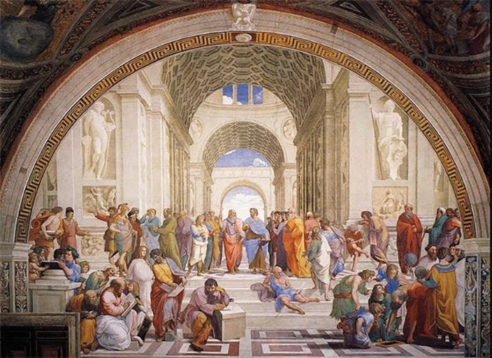 Painting titled The School of Athens, by Raphael