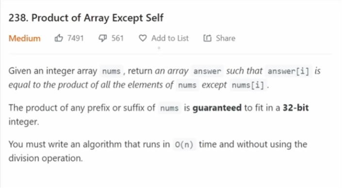 75 Days of Leetcode — Day 4: #238 — Product of Array Except Self
