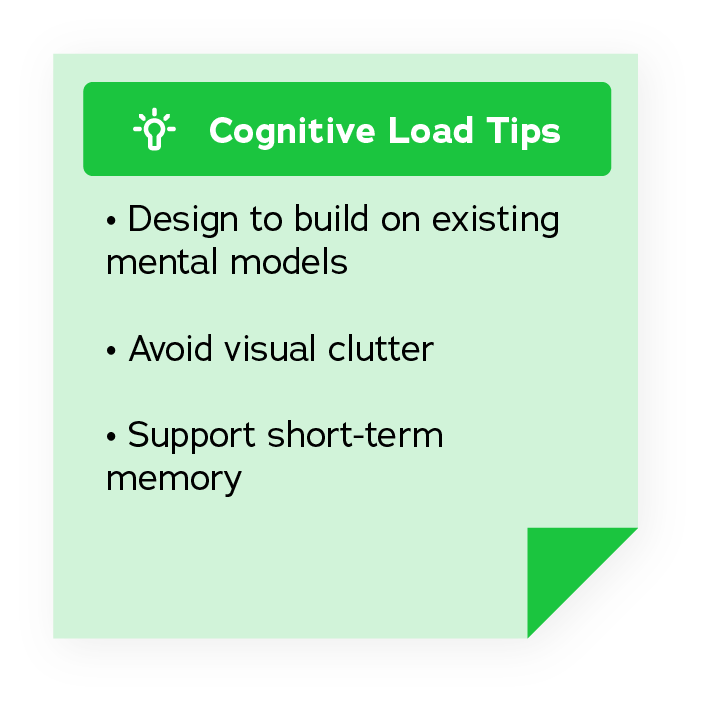 Tips for improving cognitive load