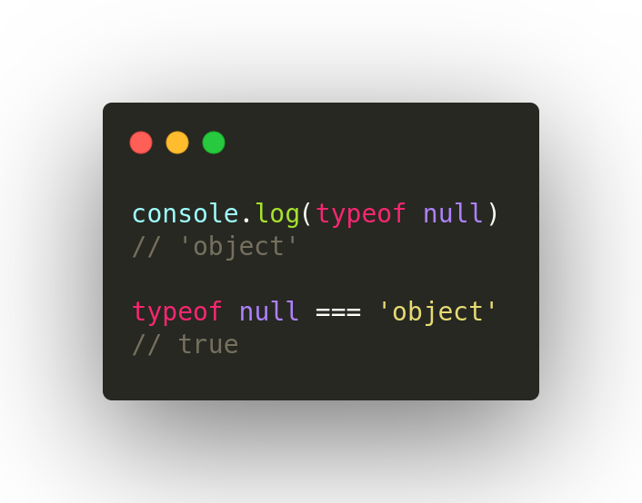 console output for typeof null