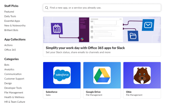 Image showing how to set up Slack integrations with app store