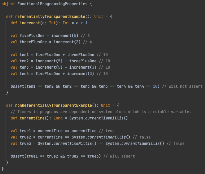 Referentially Transparent and Referentially Non-Transparent code example