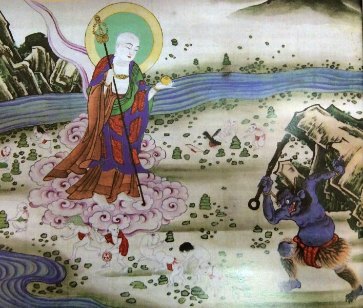 Kṣitigarbha Bodhisattva Saving A Man in The Hell Realm