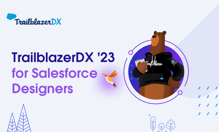 Decorative image with title ‘TrailblazerDX 23 for Salesforce Designers’