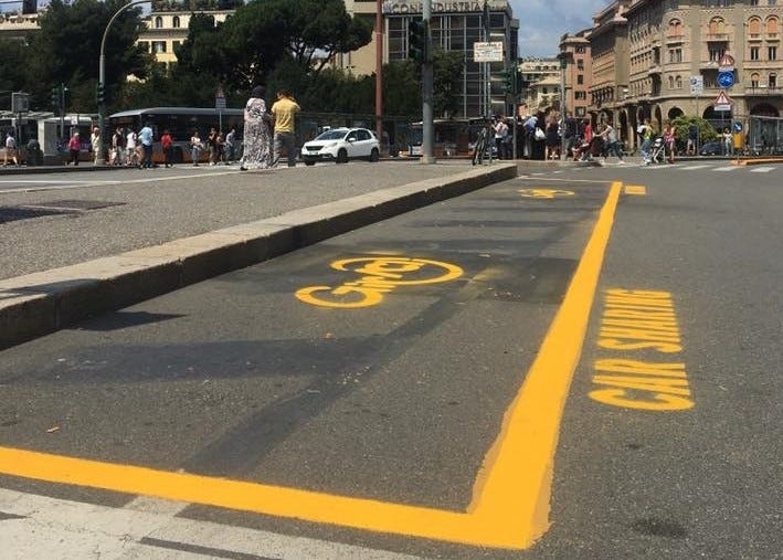 A parking space dedicated to carsharing in Genoa