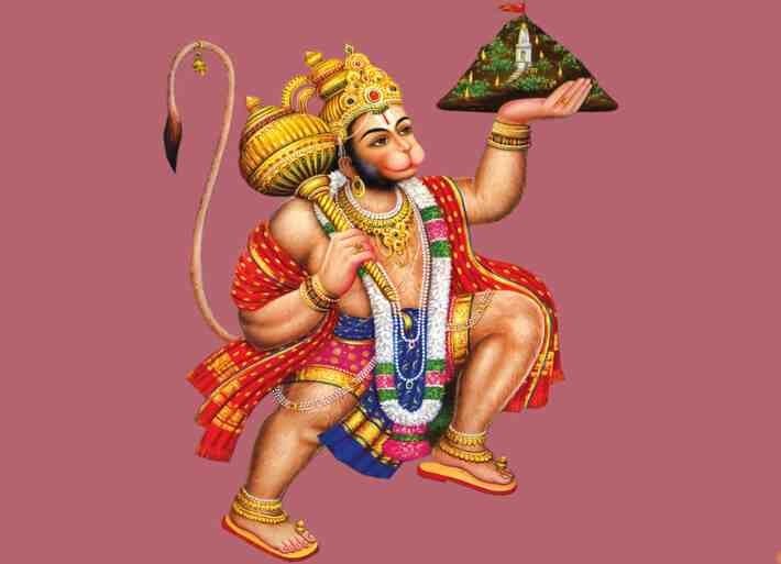 Valmiki Ramayana: Keeping the mountain onto his palms, Hanuman flew back to Lanka.