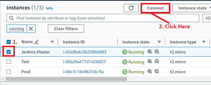 Select Jenkins-Master Instance