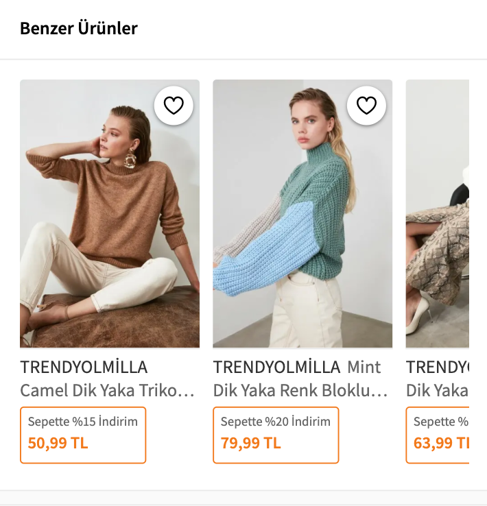 Figür 10: Benzer Ürünler Gösterimi — Trendyol