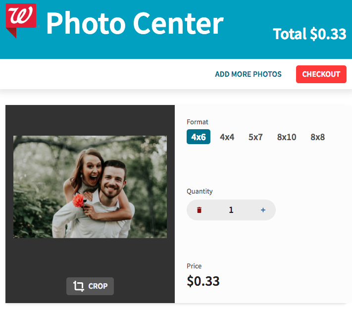 Add photos to your cart and crop them