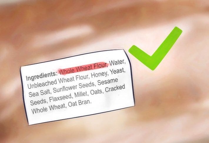 Ingredient list on a food label