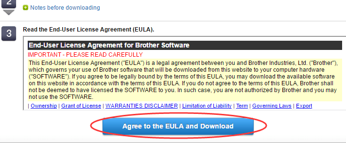 Agree to EULA and Download