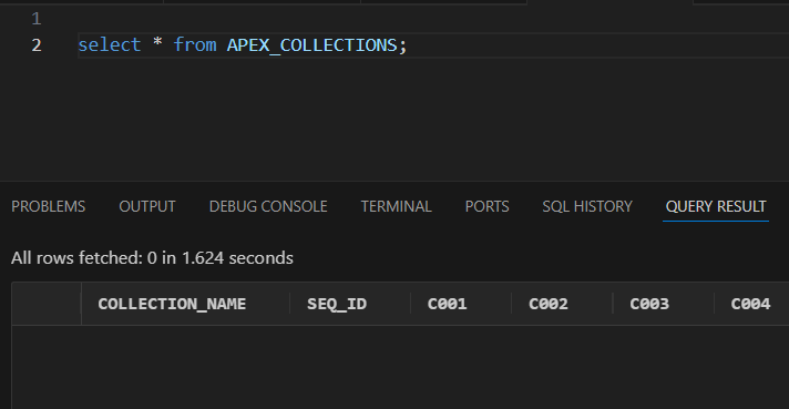 How to query APEX collection data from SQL Developer or TOAD oVS Code