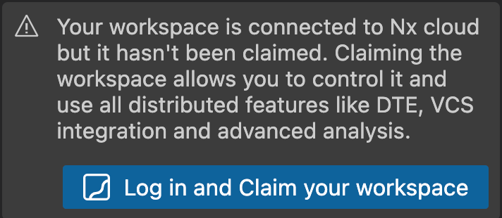 Screenshot of a callout prompting the user to claim their workspace.