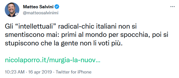 Matteo Salvini’s tweet against Michela Murgia