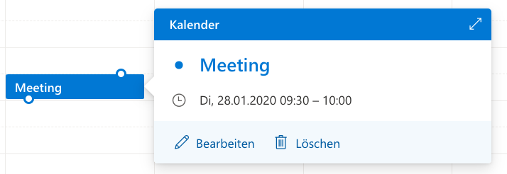 Screenshot aus Outlook mit Labels rechts neben Icons.