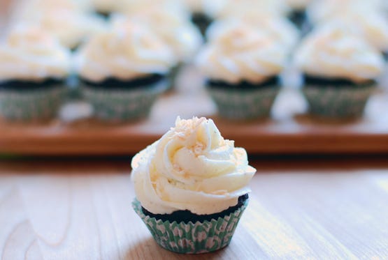 Chocolate Cupcakes with Vanilla Bean & Toasted Coconut Buttercream