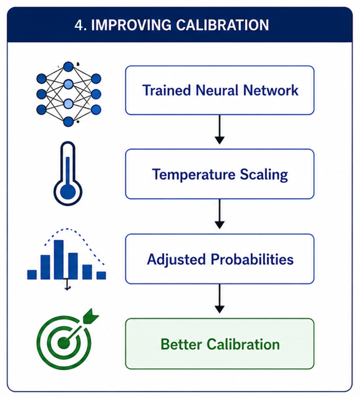 Temperature scaling for model calibration — Image by Author