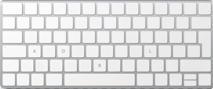 Keyboard showing letters in the word required