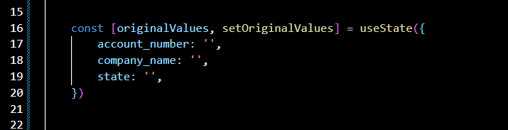 Code block Setting initial values within the form