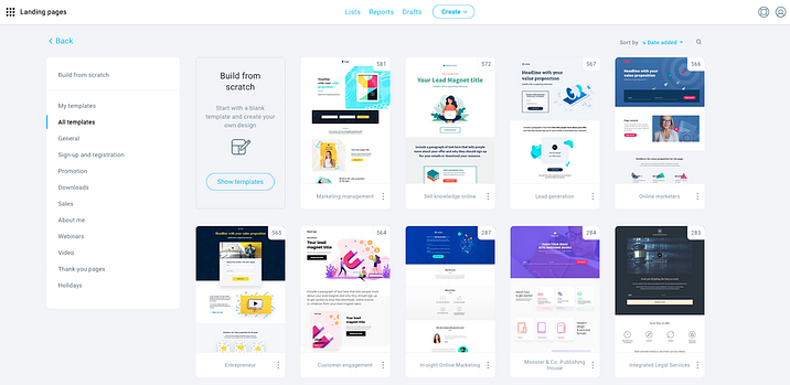 Landing Page Templates in GetResponse