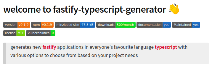 fastify-typescript-generator npm landing image