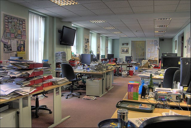 Actual newsroom of The Whitehaven News, to show you snot-nosed kids what a newsroom looks like in 2013.