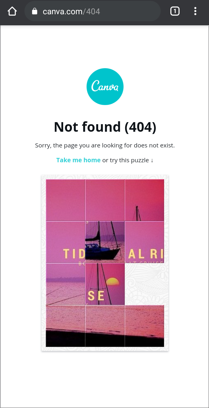 Screen shot of canva.com 404 page