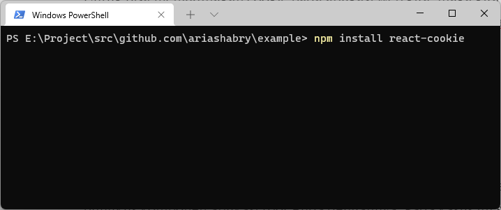 install package react-cookie on command promt