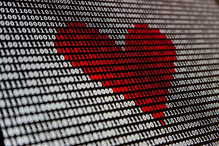 heart in binary code