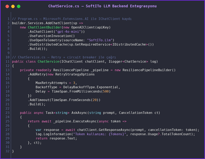 Backend Sistemlerine LLM Entegrasyonu: .NET Ekosisteminde Üretime Hazır Bir Mimari
