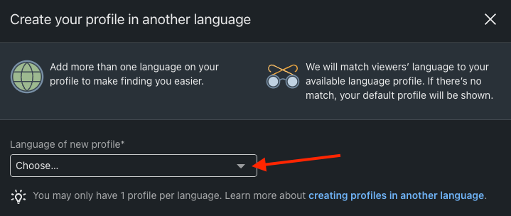 LinkedIn add a new language.