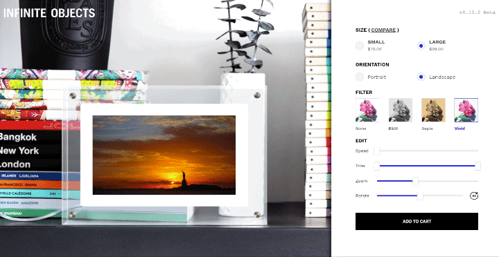 A video of the statue of liberty at sunset, shown in an Infinite Object on their Creator Tool page.