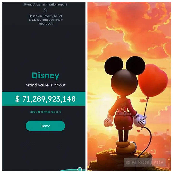 Disney’s brand value esitmation from BrandValuer