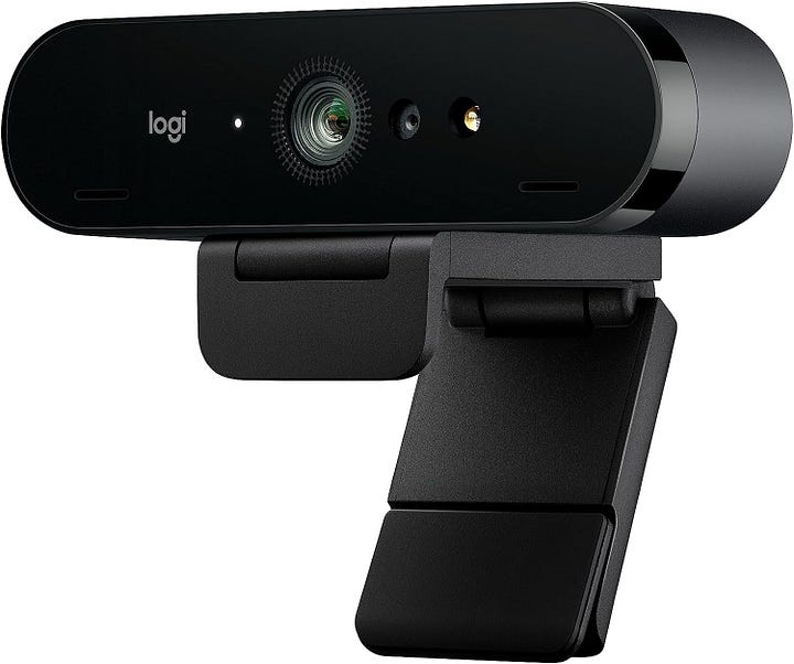 Logitech Brio 4K Webcam, Ultra 4K HD Video Calling, Noise-Canceling mic, HD Auto Light Correction, Wide Field of View, Works with Microsoft Teams