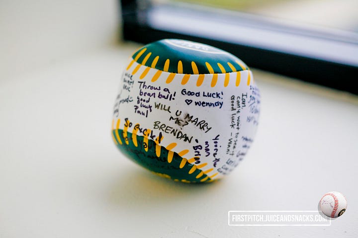 CompareNetworks autographed an A's novelty baseball