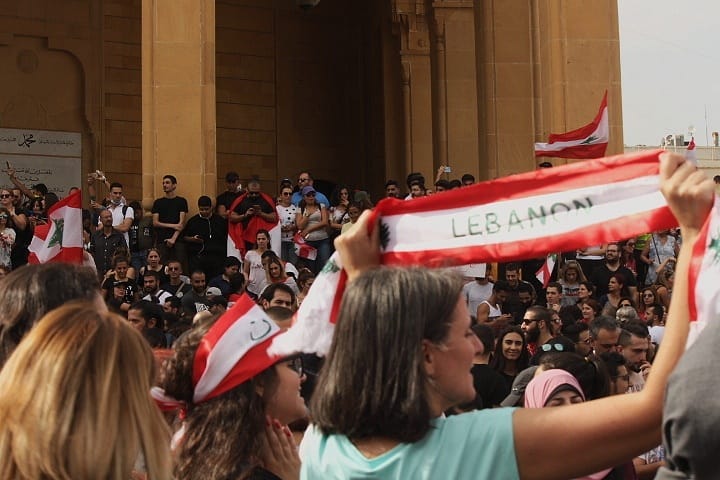 La Place des Martyrs, en face de la Mosquée Mohammad Al Amine, était bondée le 18 octobre. Crédit photo: Marika Fortin-Turmel