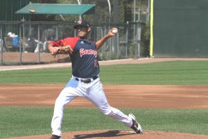 Mickey Pena makes his 8th start of the season for the Sea Dogs this afternoon. (photo courtesy of Rick Rosenfeld).