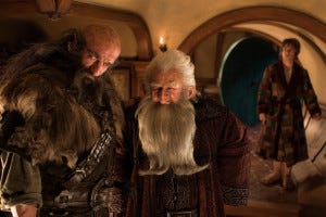 Bilbo didn't know what these men were doing in his home, but he didn't want to ask. Not while he was in his dressing gown.