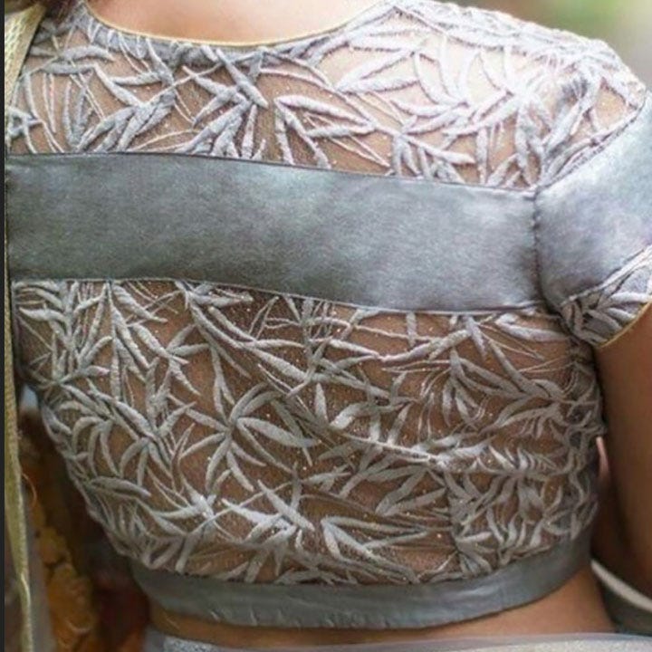 Grey Net Designer Blouse Designs