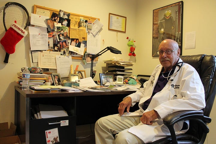 MATT SCHICKLING / WIRE PHOTO Huntingdon Valley veterinarian Dr. Donald Shields, 77, practices at the World of Animals At Bethayres. He sold his practice in 2010, but stayed on board to work three days a week.