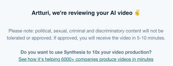 A ready video from Synthesia