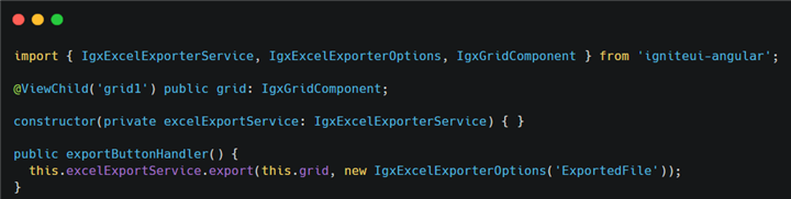 Invoking the Angular Grid exporter service