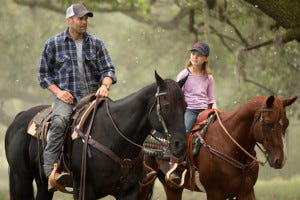 A more caring, considerate side to Jason Statham. He hasn't tried punching the horse yet.