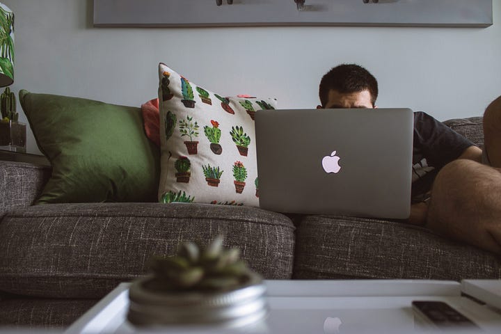 A man being in the zone at home